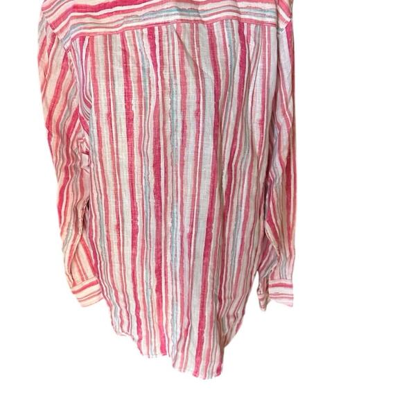Tommy Bahama Men’s Pink Watercolor Stripe Linen Long Sleeve Button Up | Size M - Picture 7 of 9